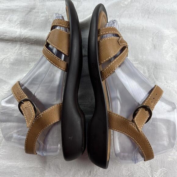 L. L. Bean Womens Sandals 6.5 M Brown Leather Strappy Flat Heel Adjustable Ankle - Picture 9 of 9